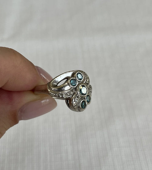 14k Blue Diamond Ring