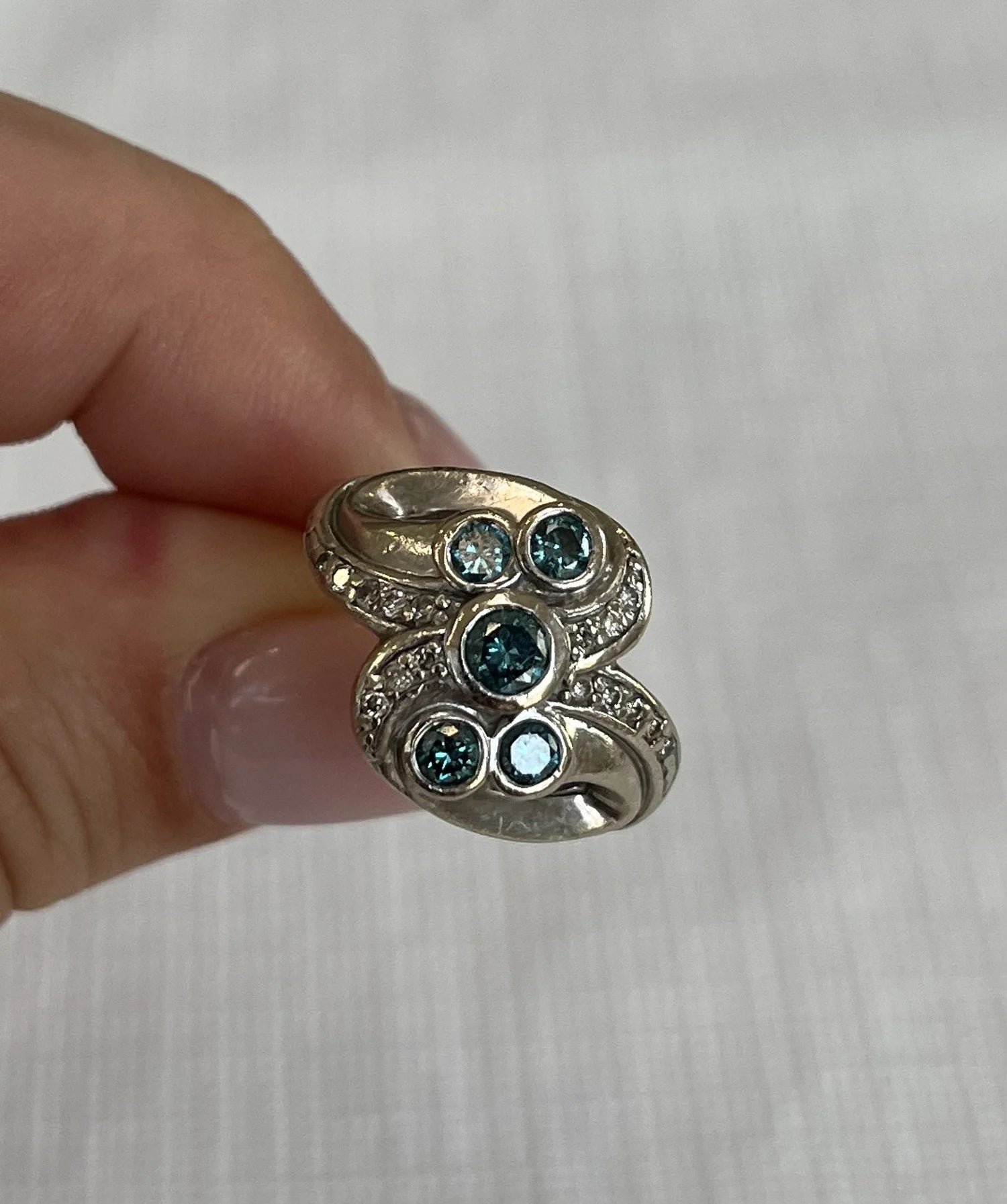 14k Blue Diamond Ring