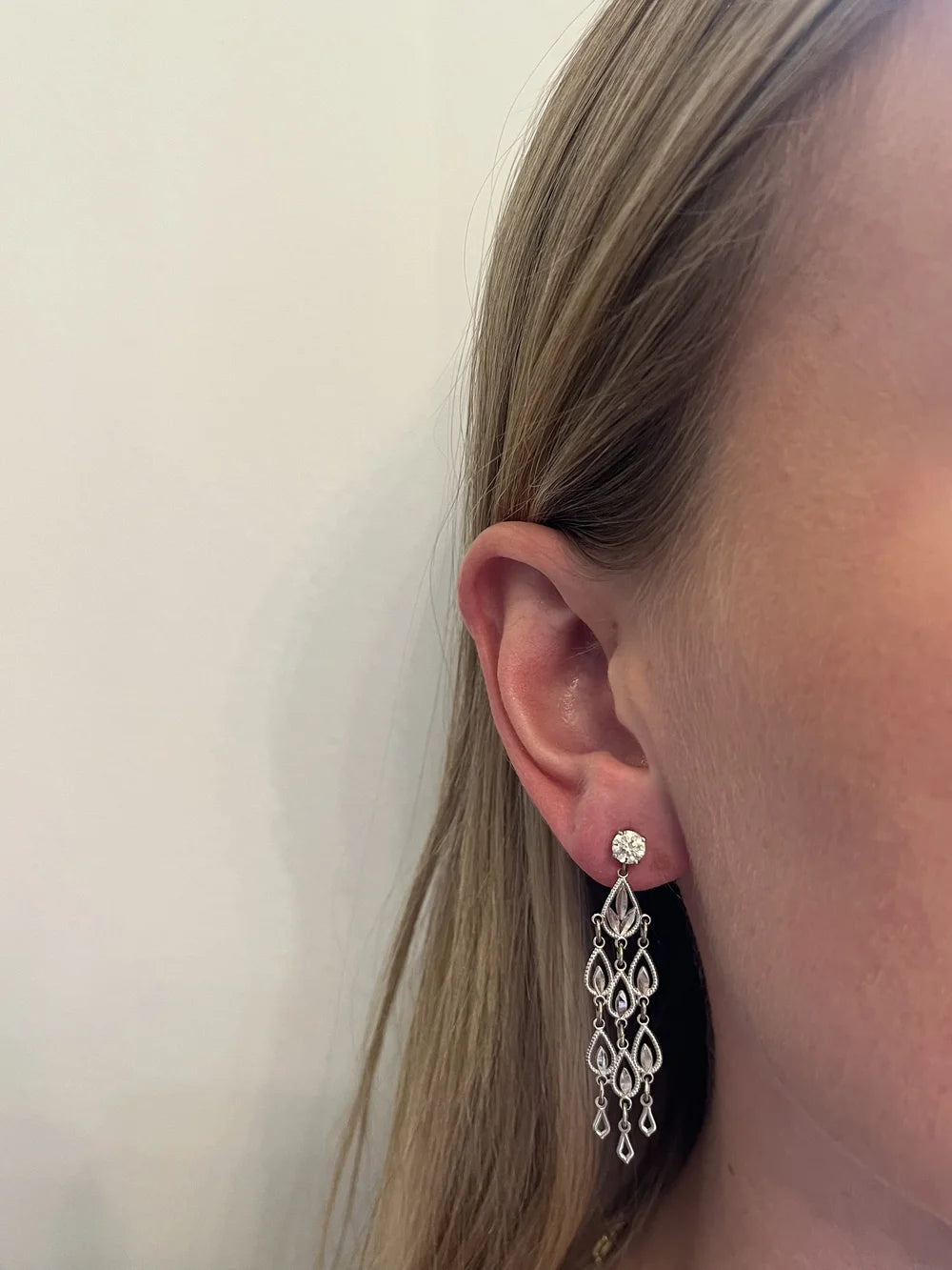 14k Diamond Post-Back Drop Earrings