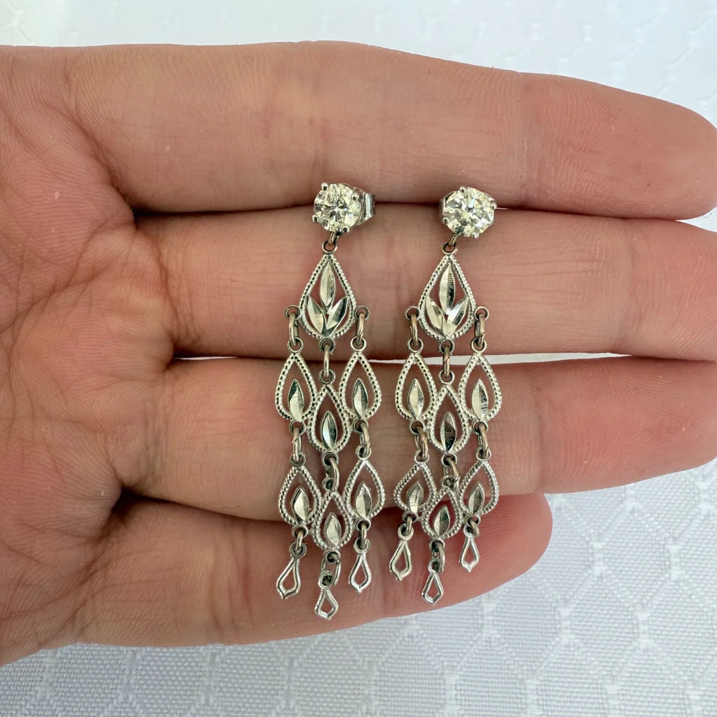 14k Diamond Post-Back Drop Earrings