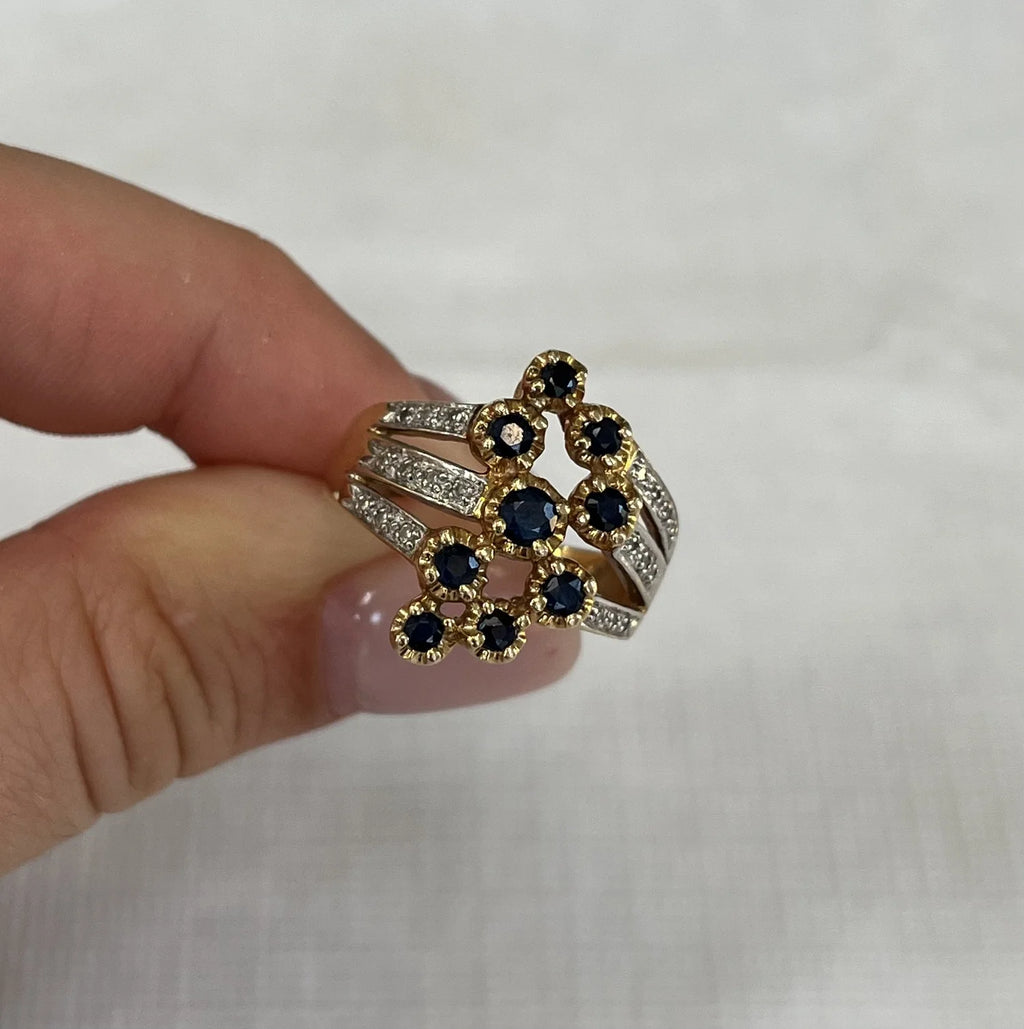 14k Sapphire & Diamond Ring