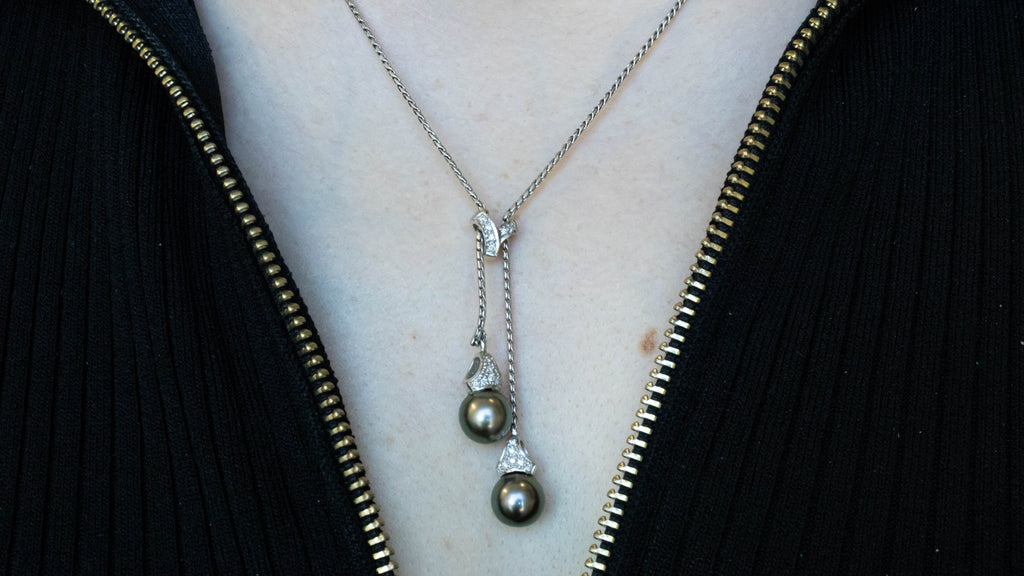 14k Pearl & Diamond Necklace