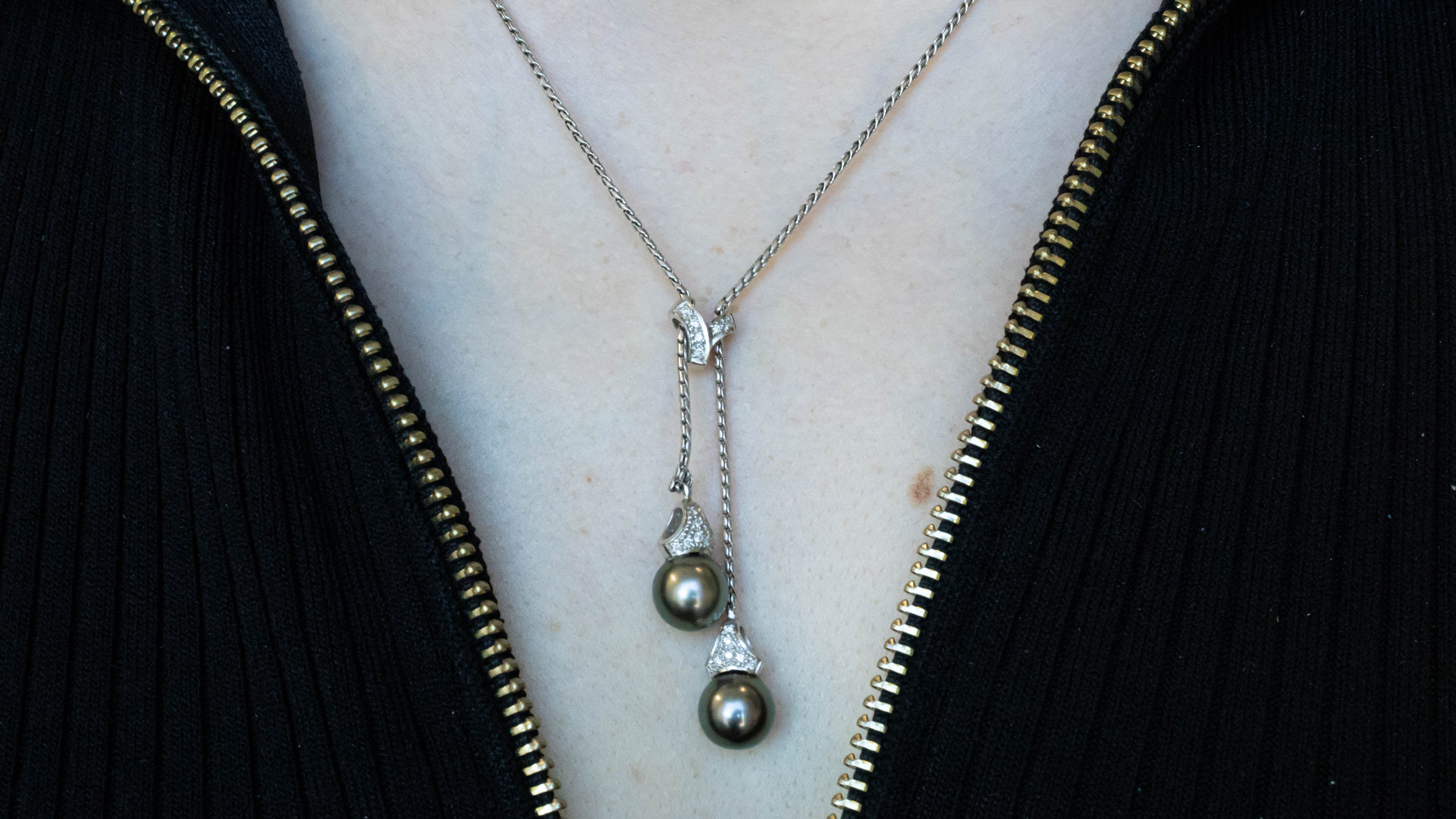 14k Pearl & Diamond Necklace