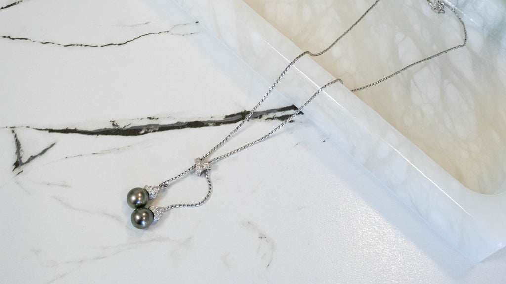 14k Pearl & Diamond Necklace