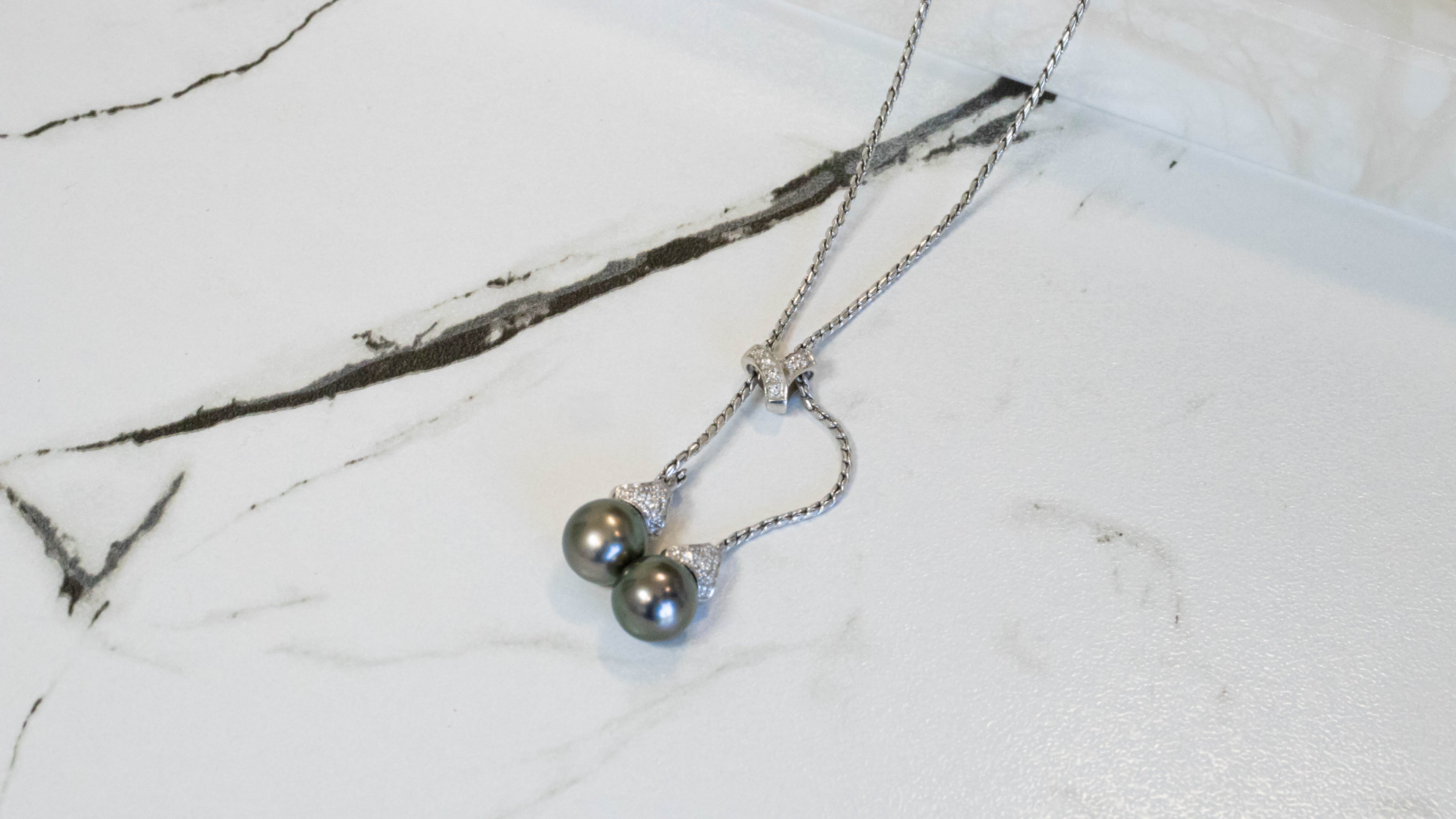 14k Pearl & Diamond Necklace