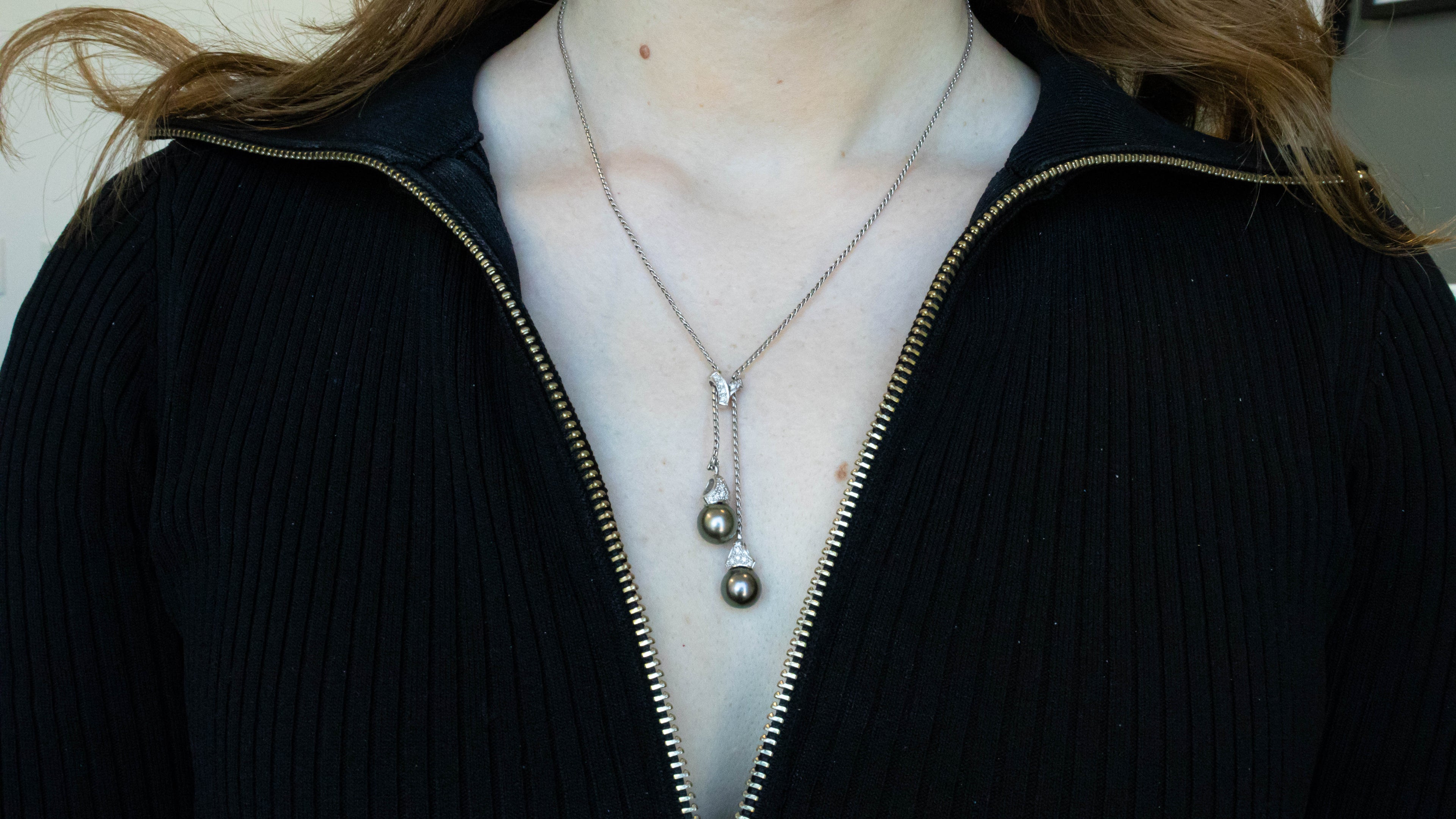 14k Pearl & Diamond Necklace