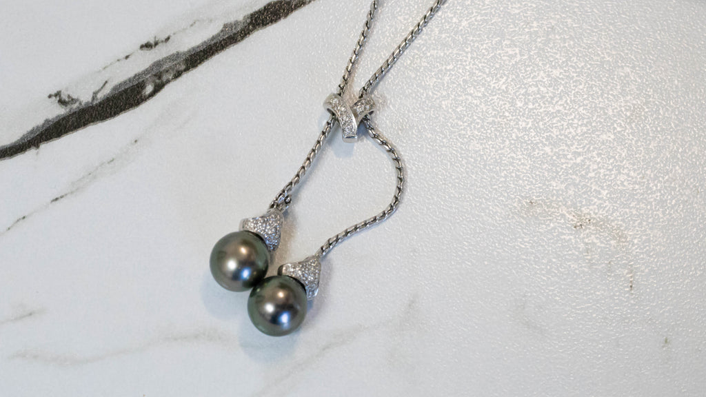 14k Pearl & Diamond Necklace