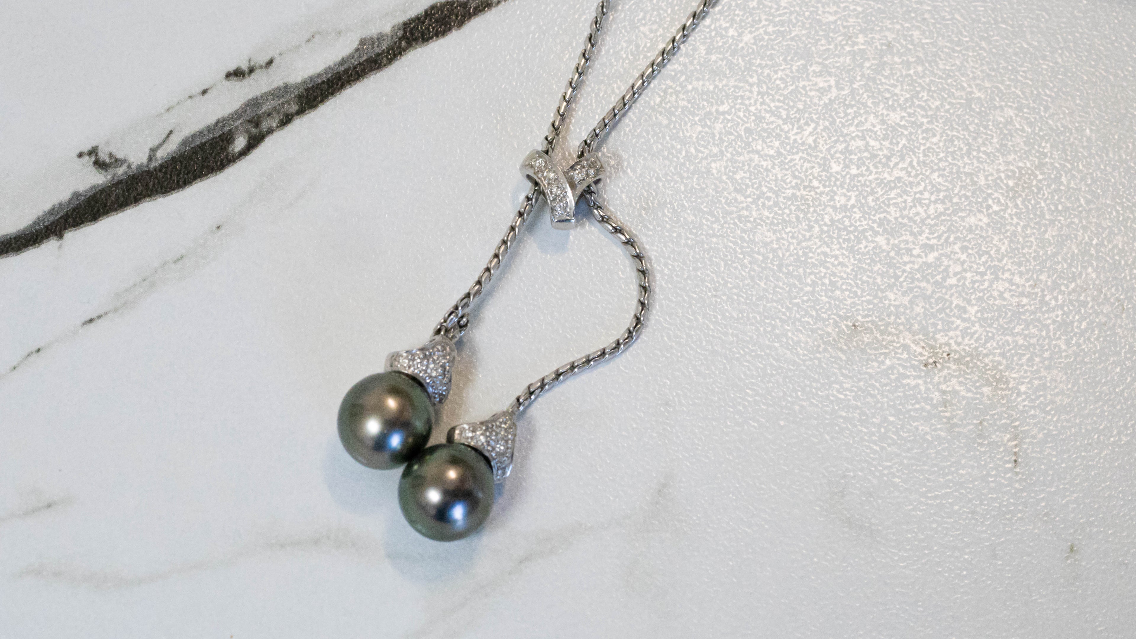 14k Pearl & Diamond Necklace