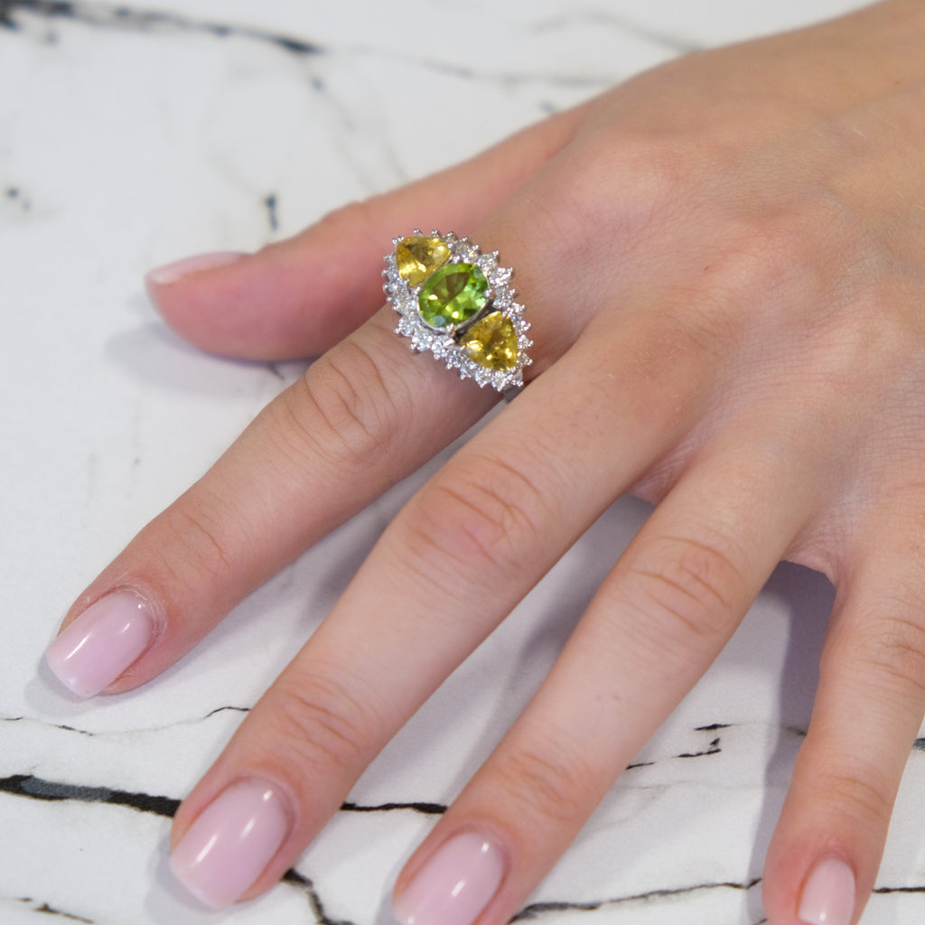 14k Peridot & Citrine Ring