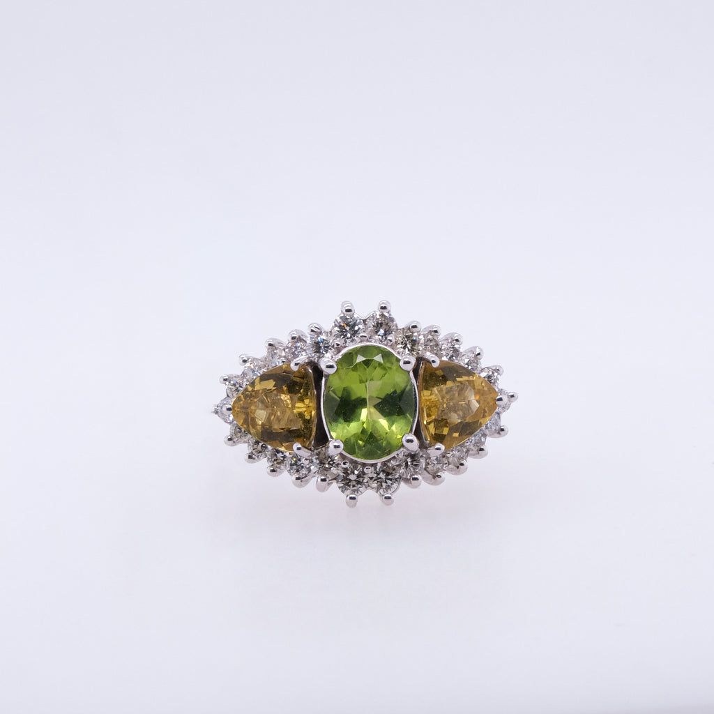 14k Peridot & Citrine Ring