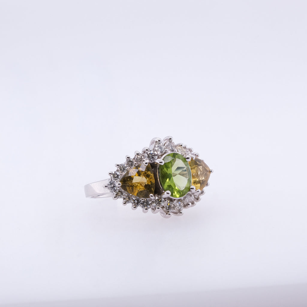 14k Peridot & Citrine Ring
