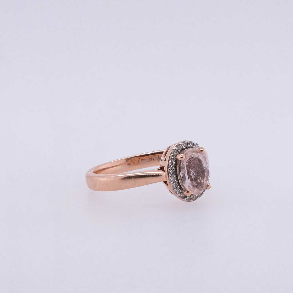 10k Quartz & Diamond Ring