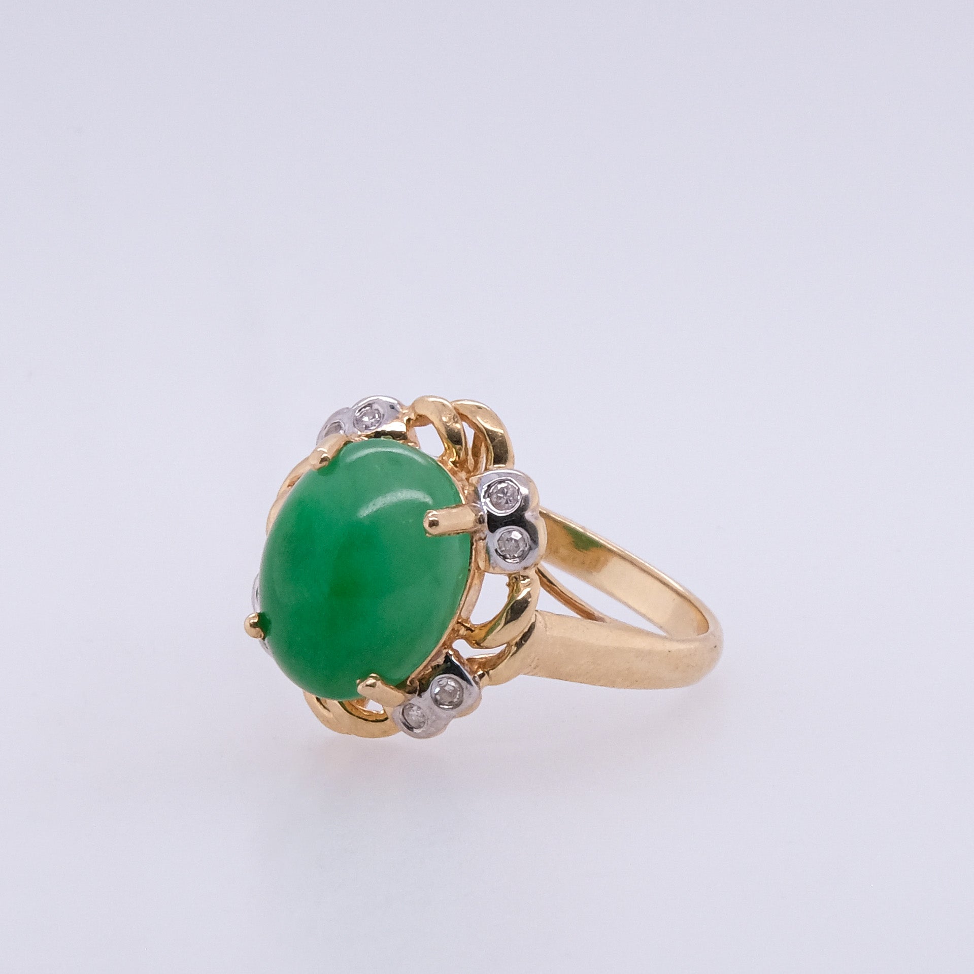 14k Jade & Diamond Ring
