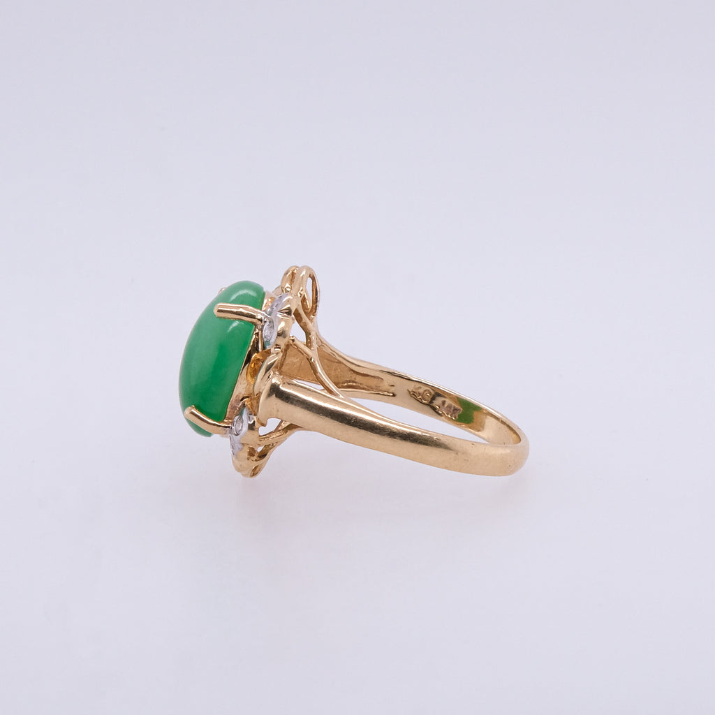 14k Jade & Diamond Ring
