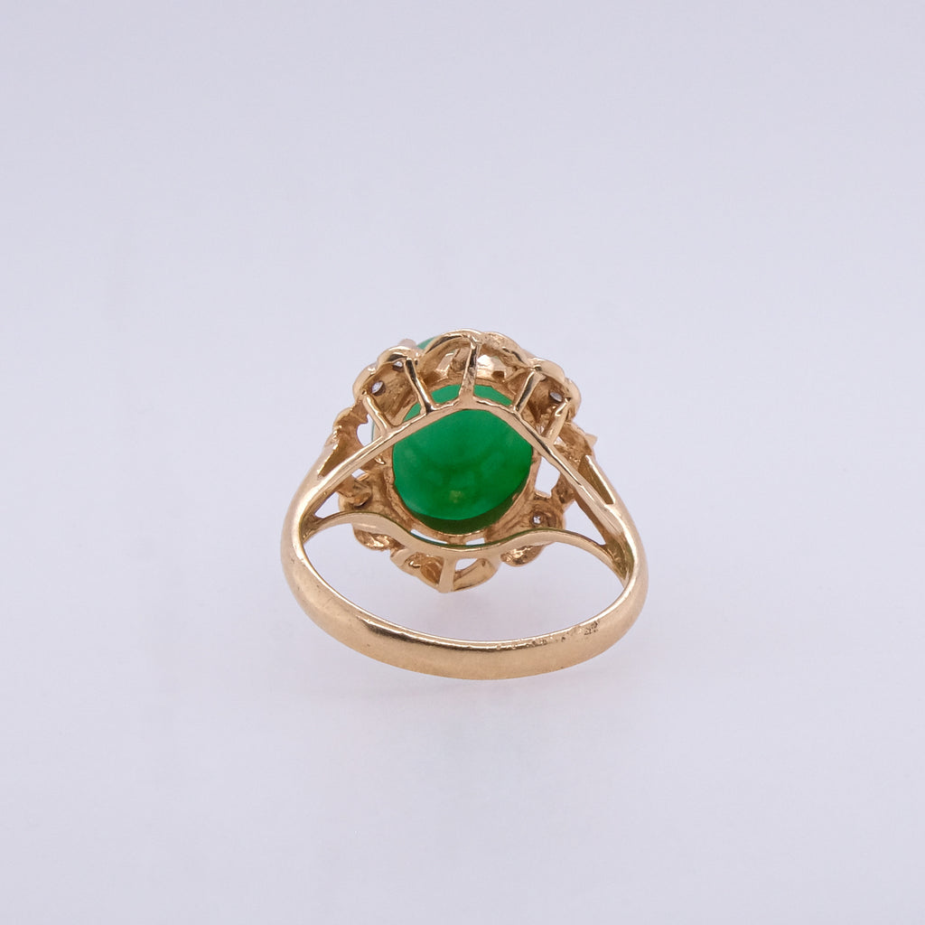 14k Jade & Diamond Ring