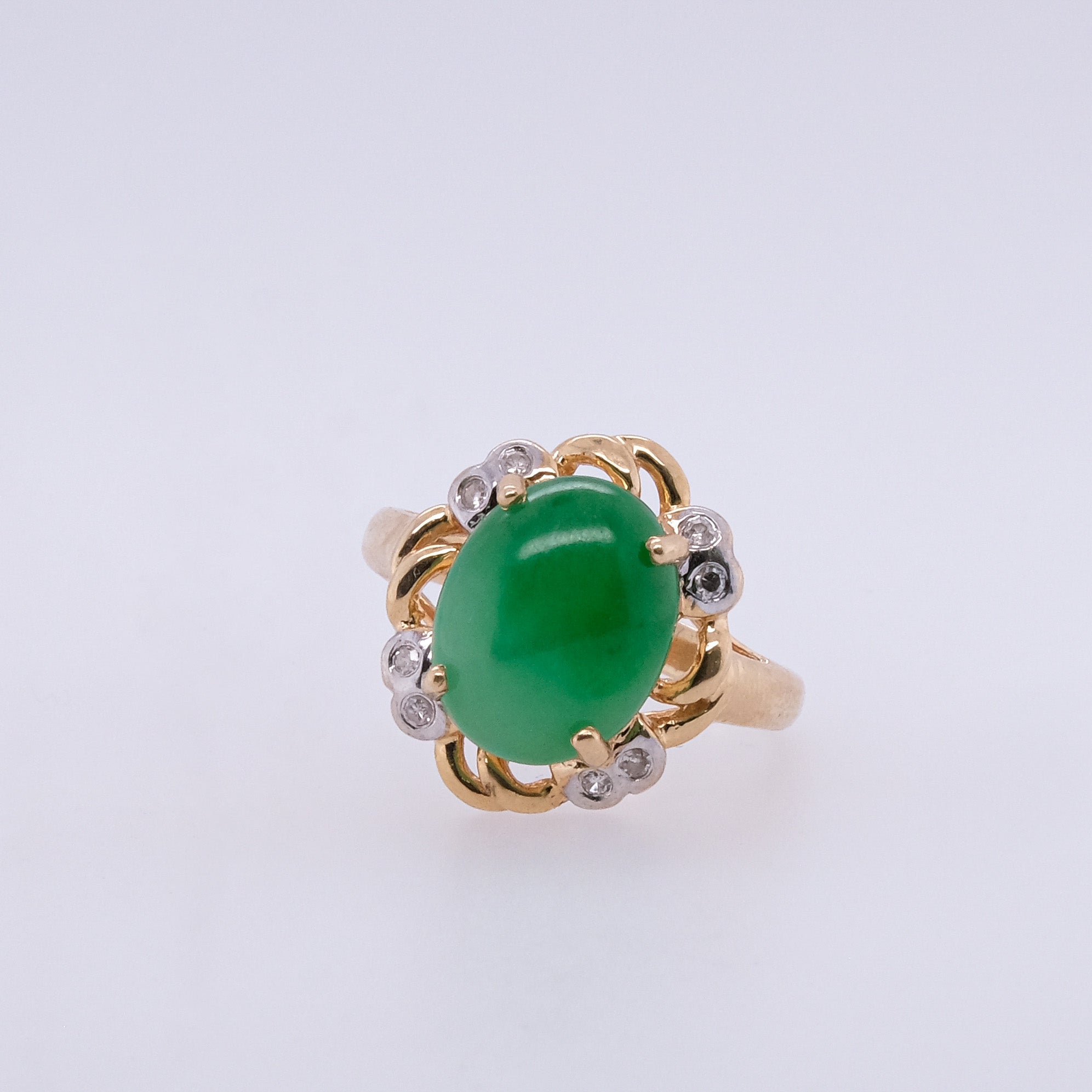 14k Jade & Diamond Ring