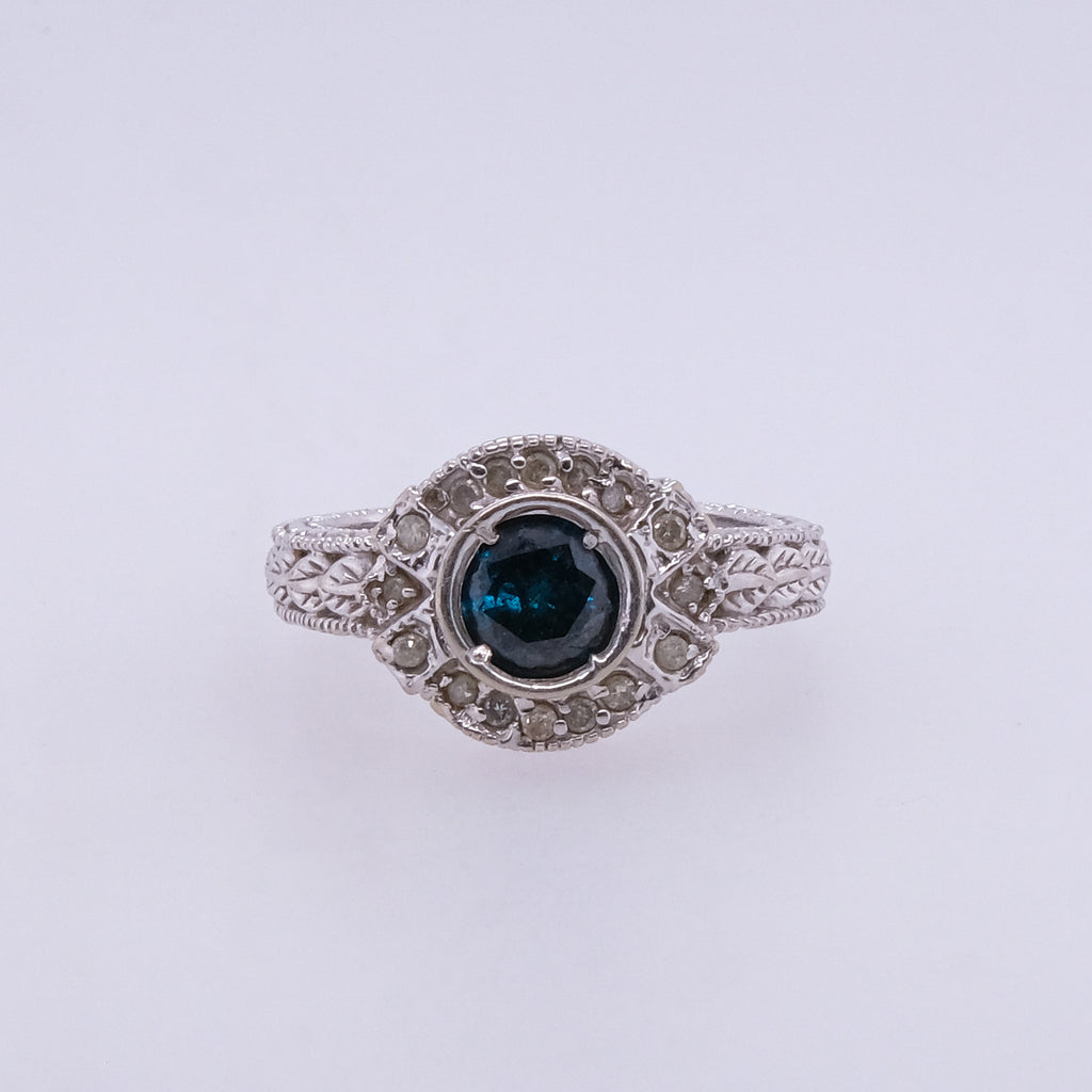 14k Blue Diamond Ring