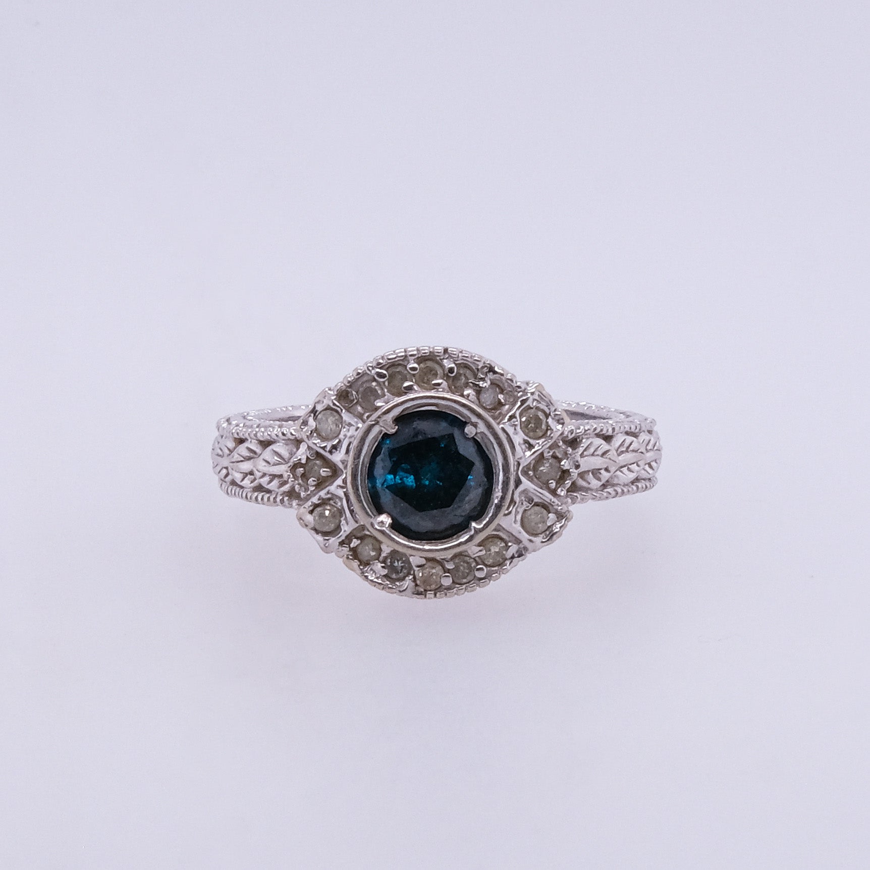 14k Blue Diamond Ring