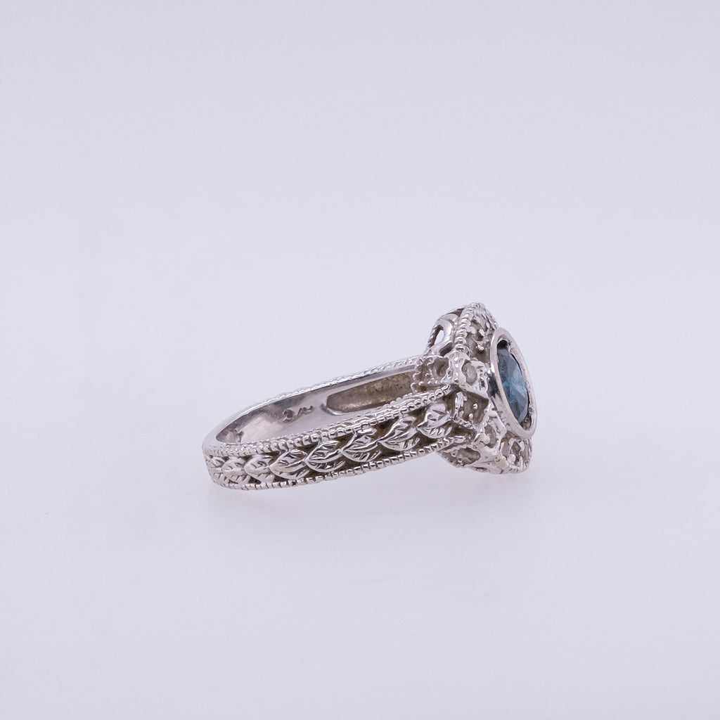 14k Blue Diamond Ring