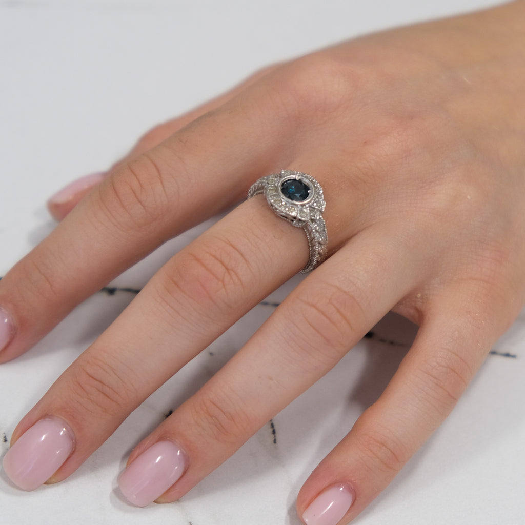 14k Blue Diamond Ring