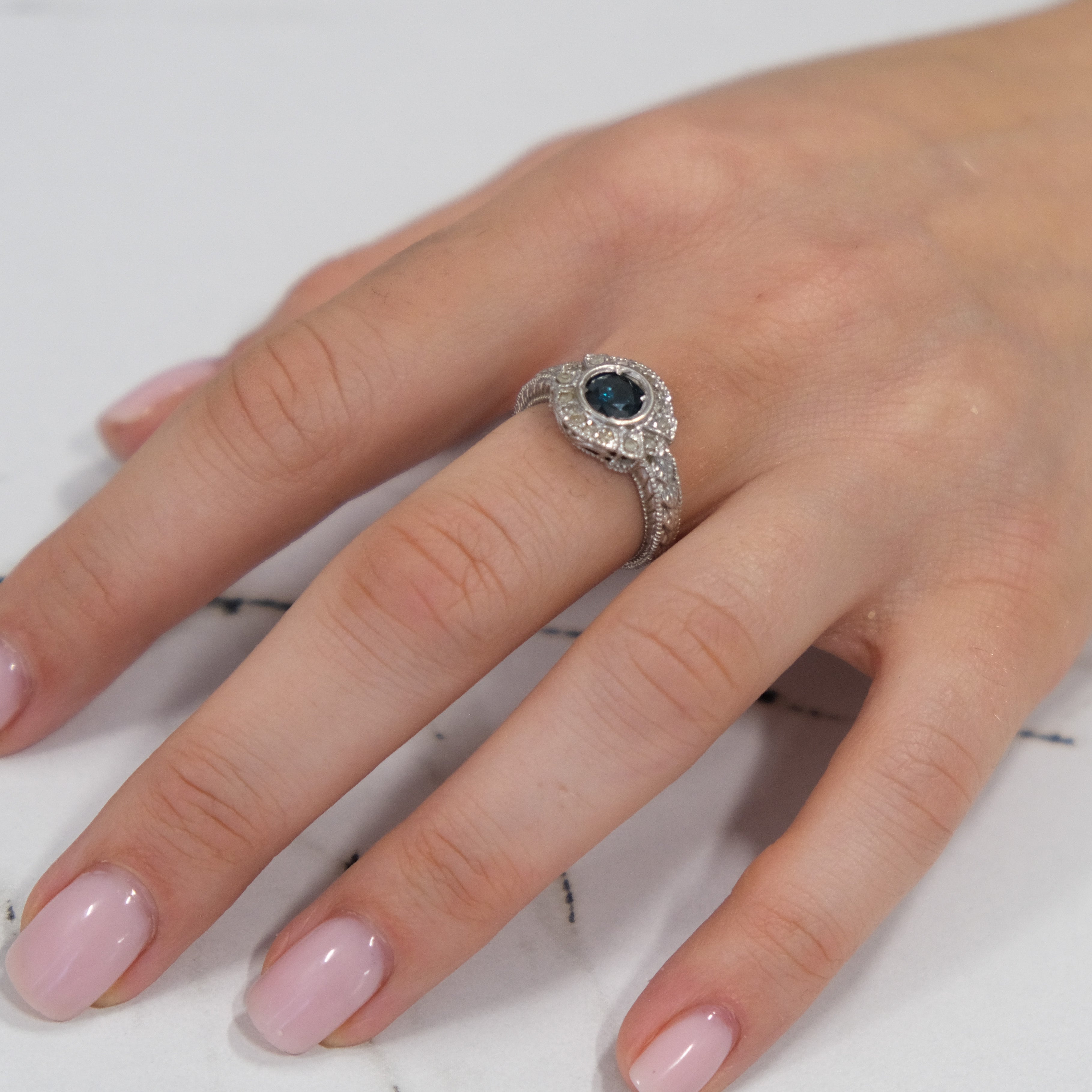 14k Blue Diamond Ring