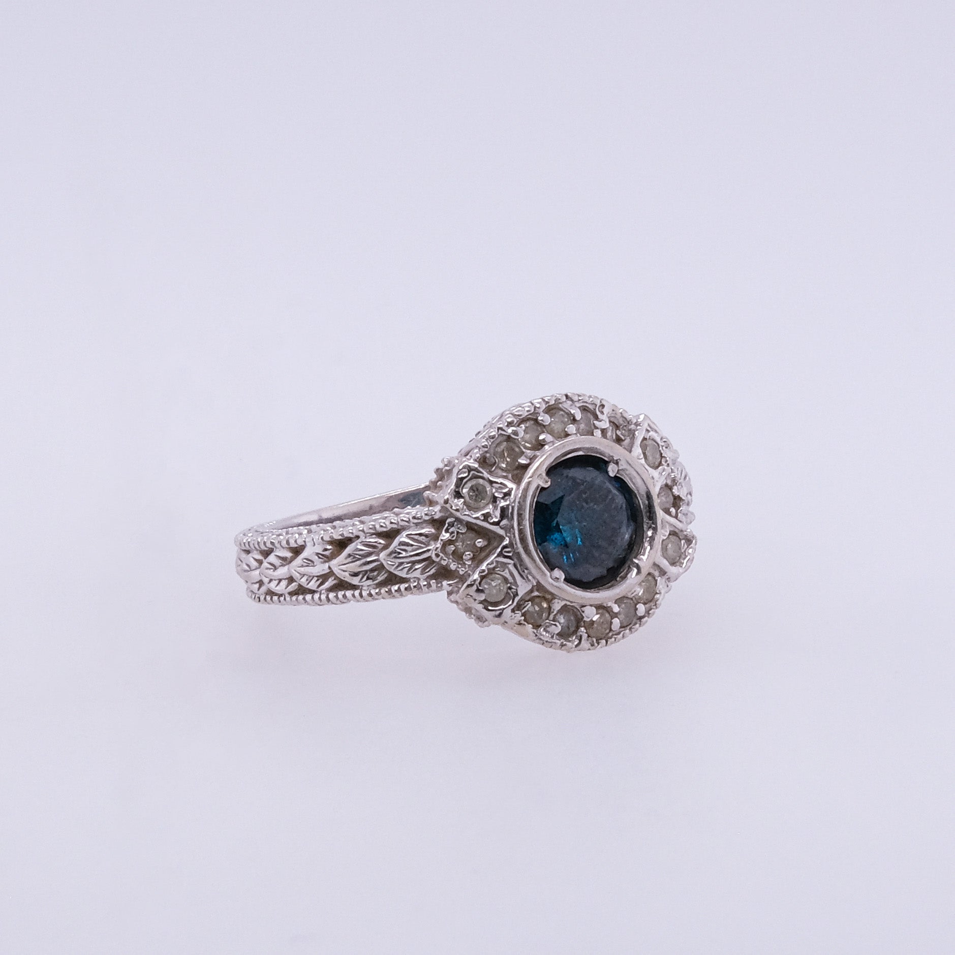 14k Blue Diamond Ring
