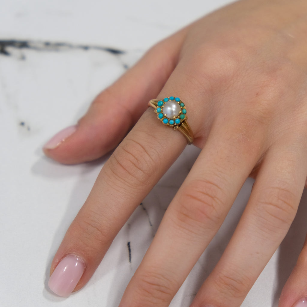 18k Pearl & Turquoise Ring