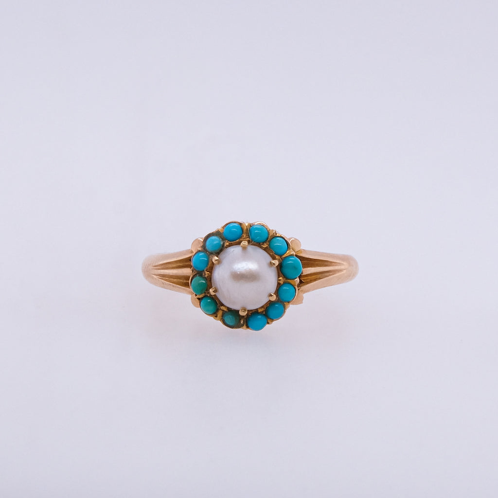 18k Pearl & Turquoise Ring