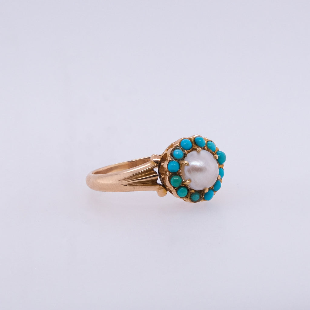 18k Pearl & Turquoise Ring