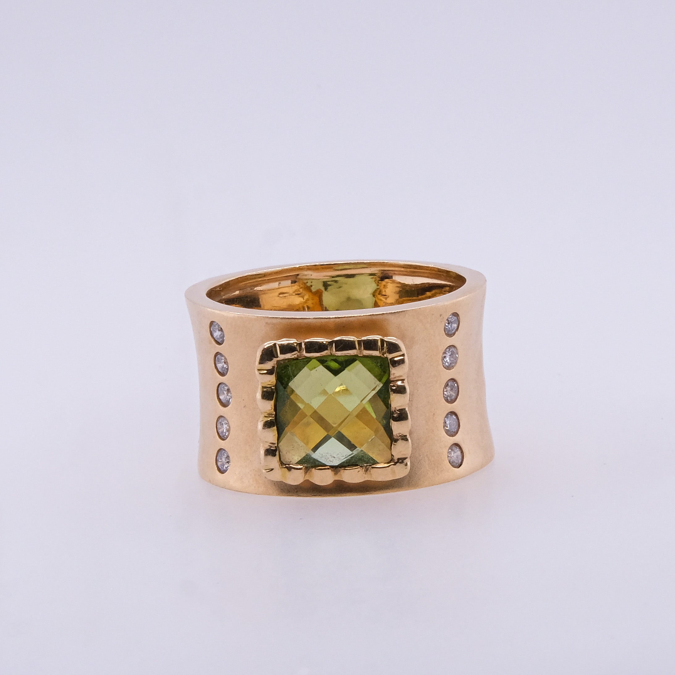 14k Peridot & Diamond Ring