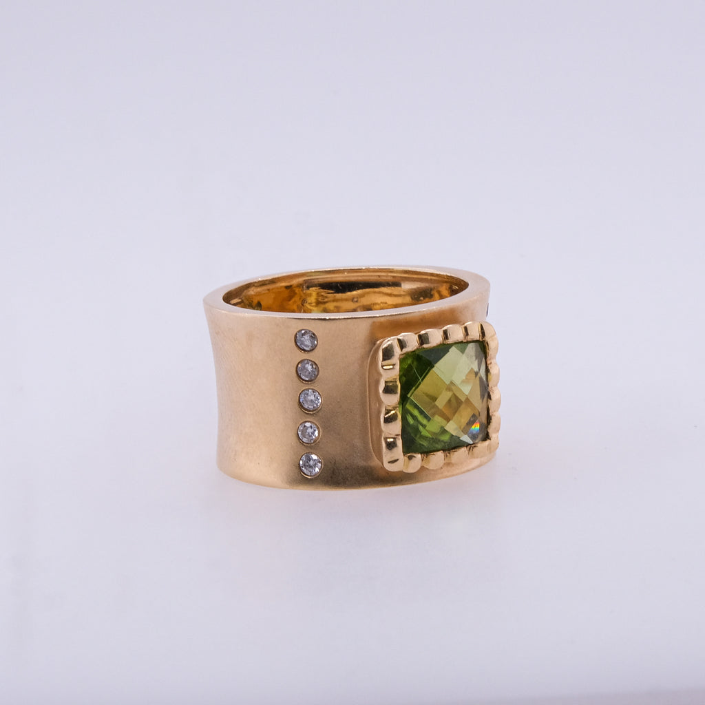 14k Peridot & Diamond Ring