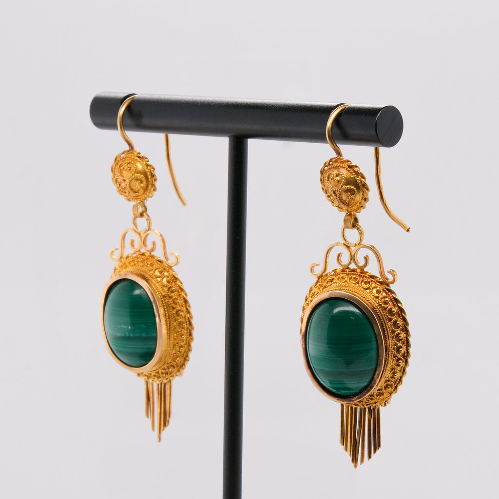 18k Malachite Earrings