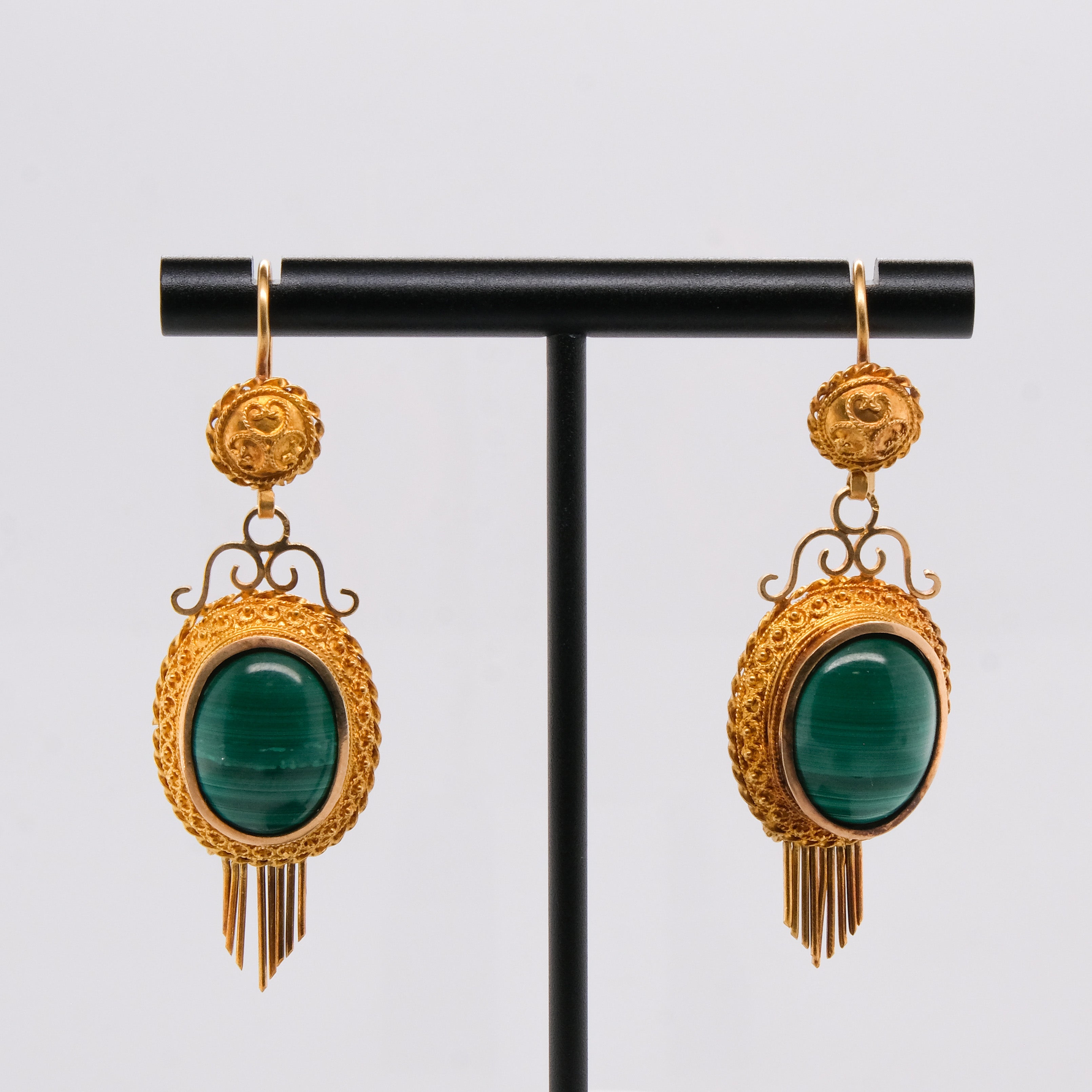18k Malachite Earrings