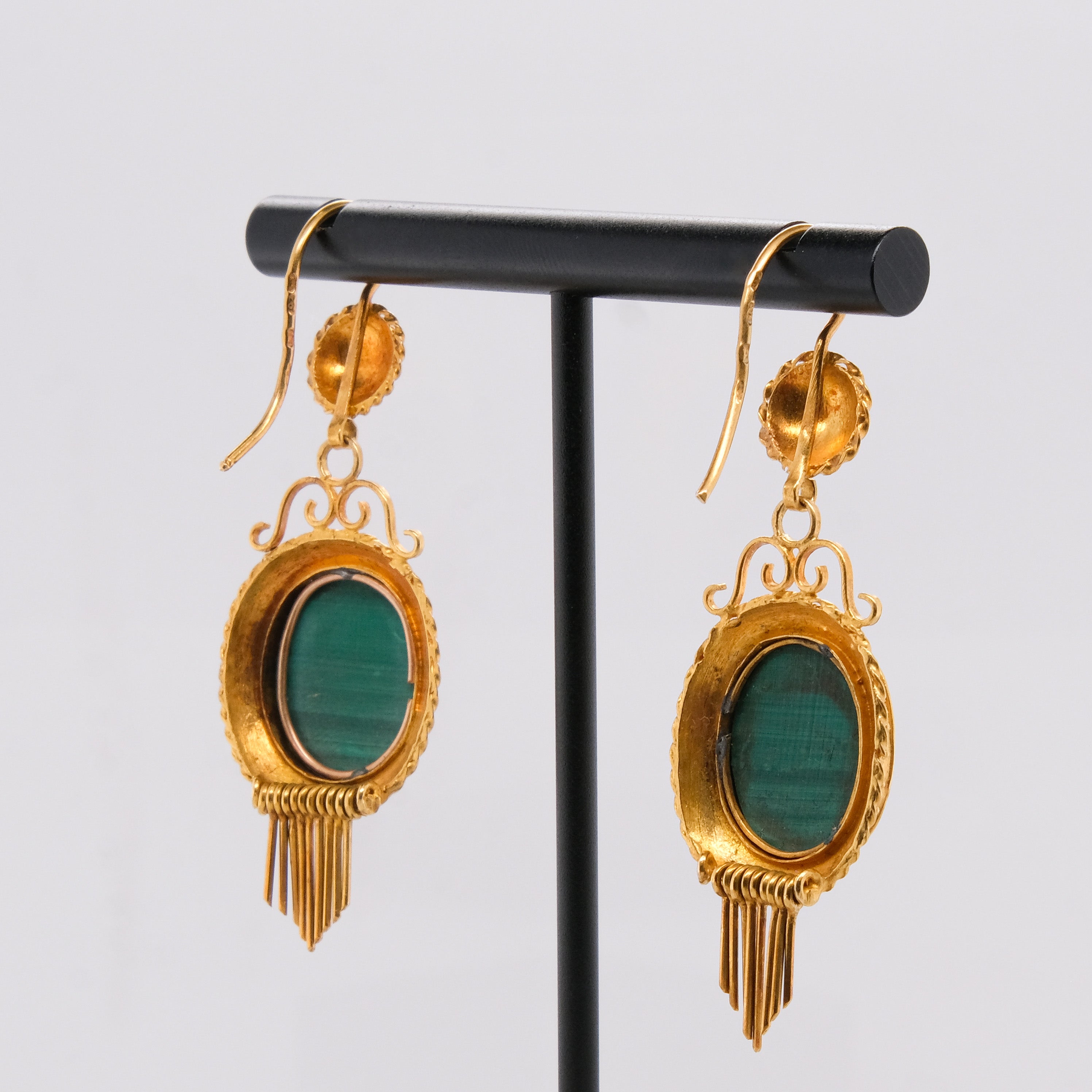 18k Malachite Earrings