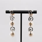 14k Pearl & Diamond Dangling Earrings