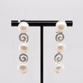 14k Pearl & Diamond Dangling Earrings