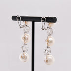14k Pearl & Diamond Dangling Earrings