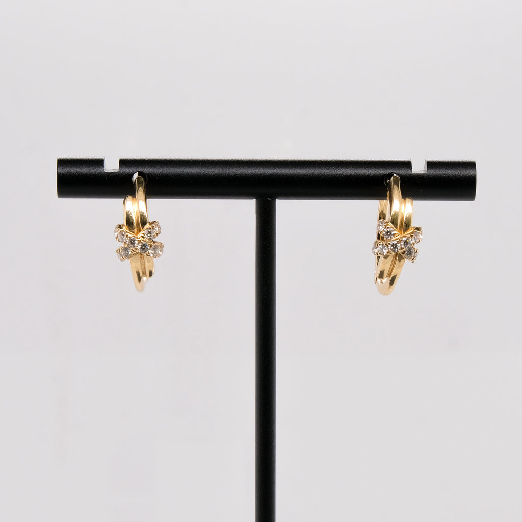 14k Diamond Hoops