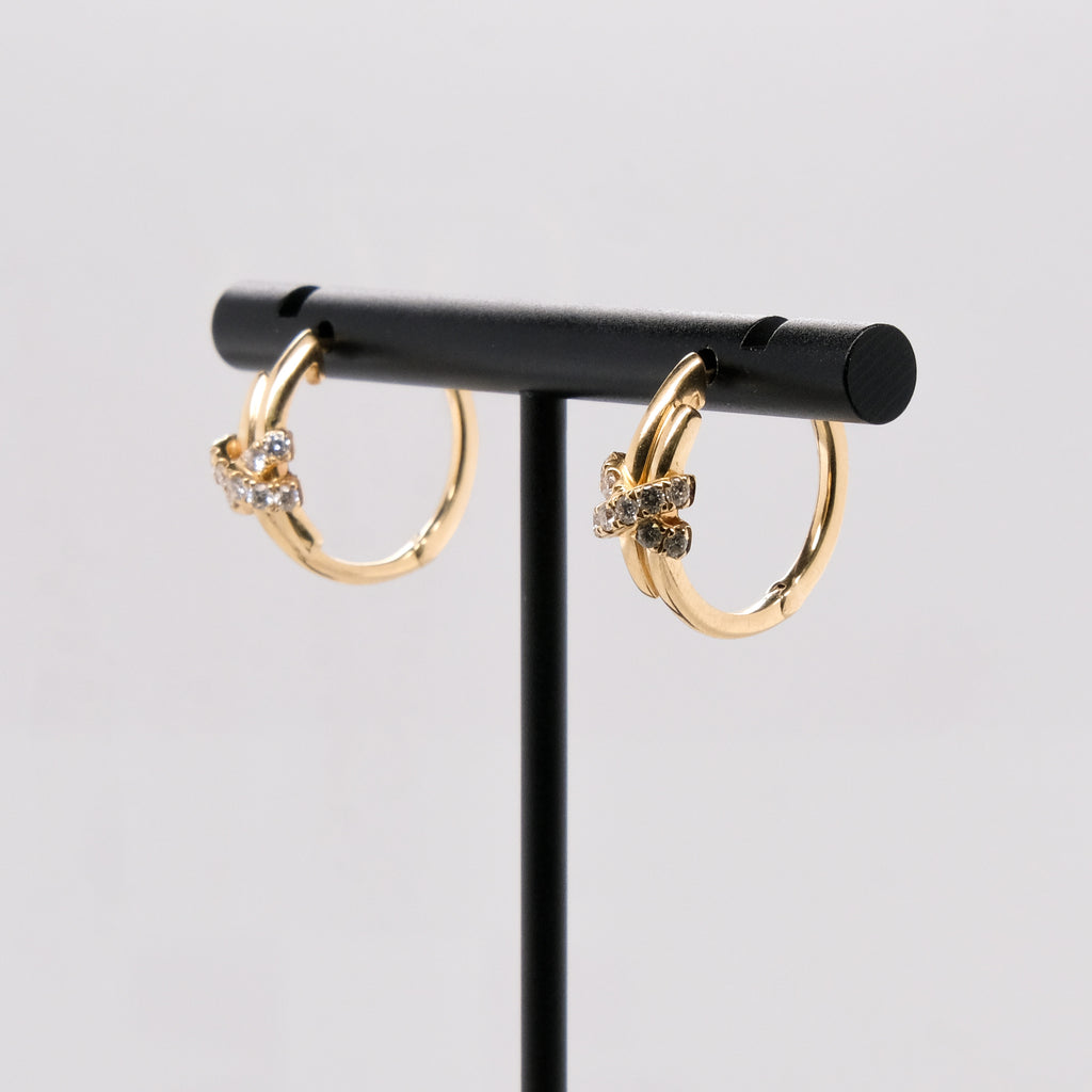 14k Diamond Hoops