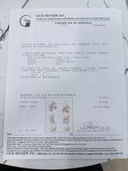 14k Pearl & Diamond Dangling Earrings
