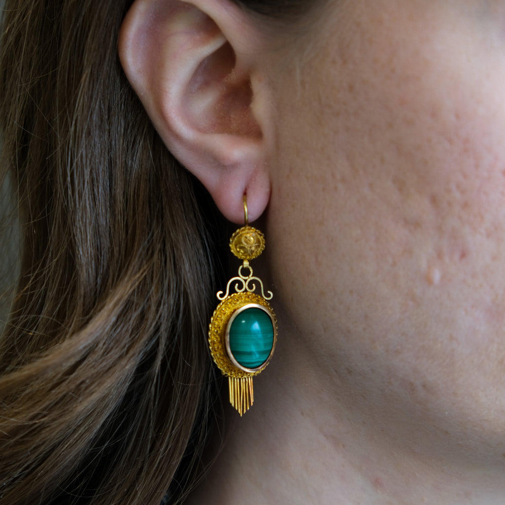 18k Malachite Earrings