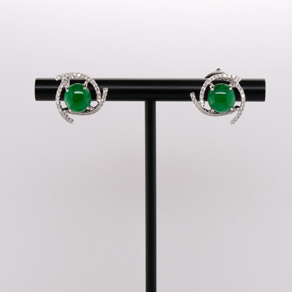 18k Jade & Diamond Earrings