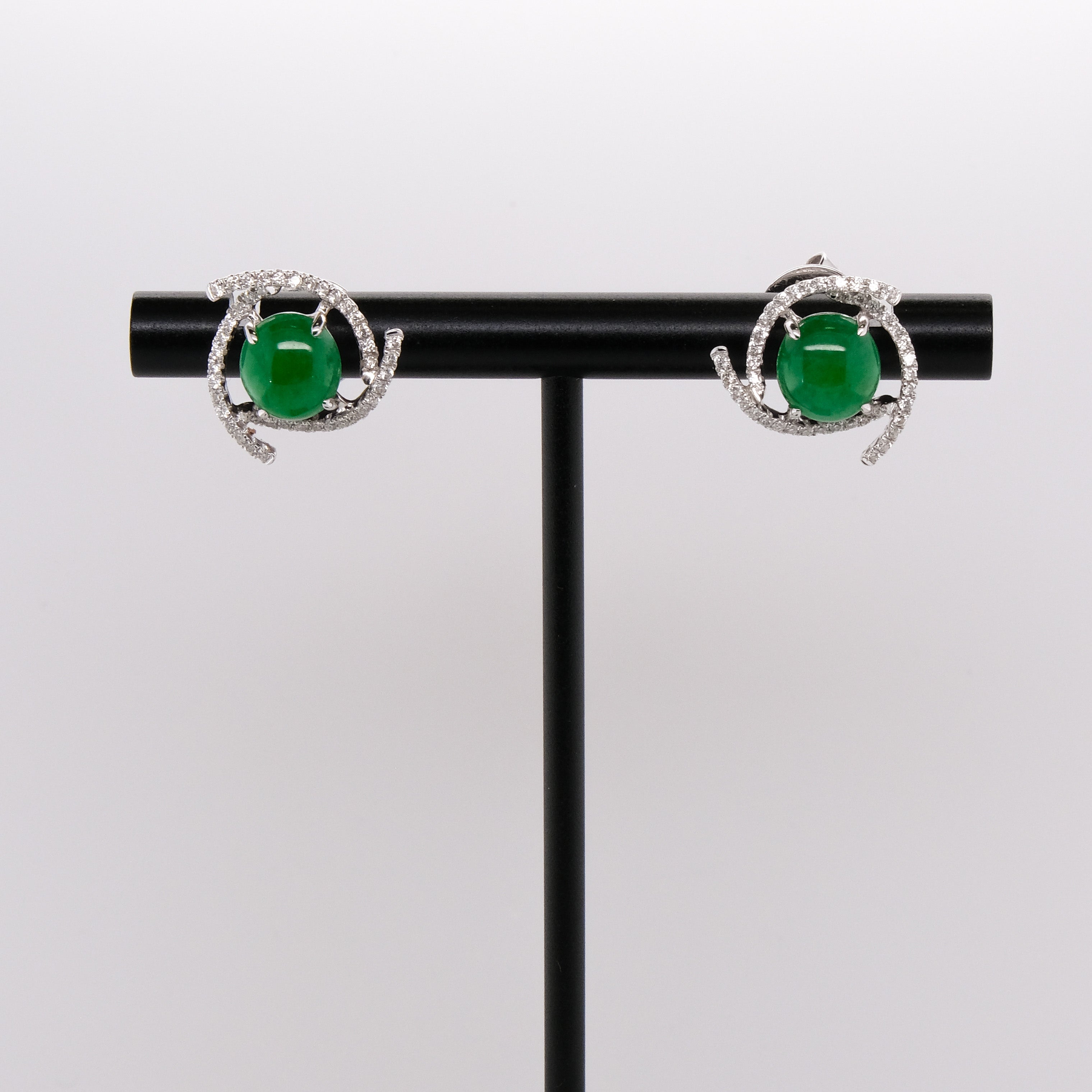 18k Jade & Diamond Earrings