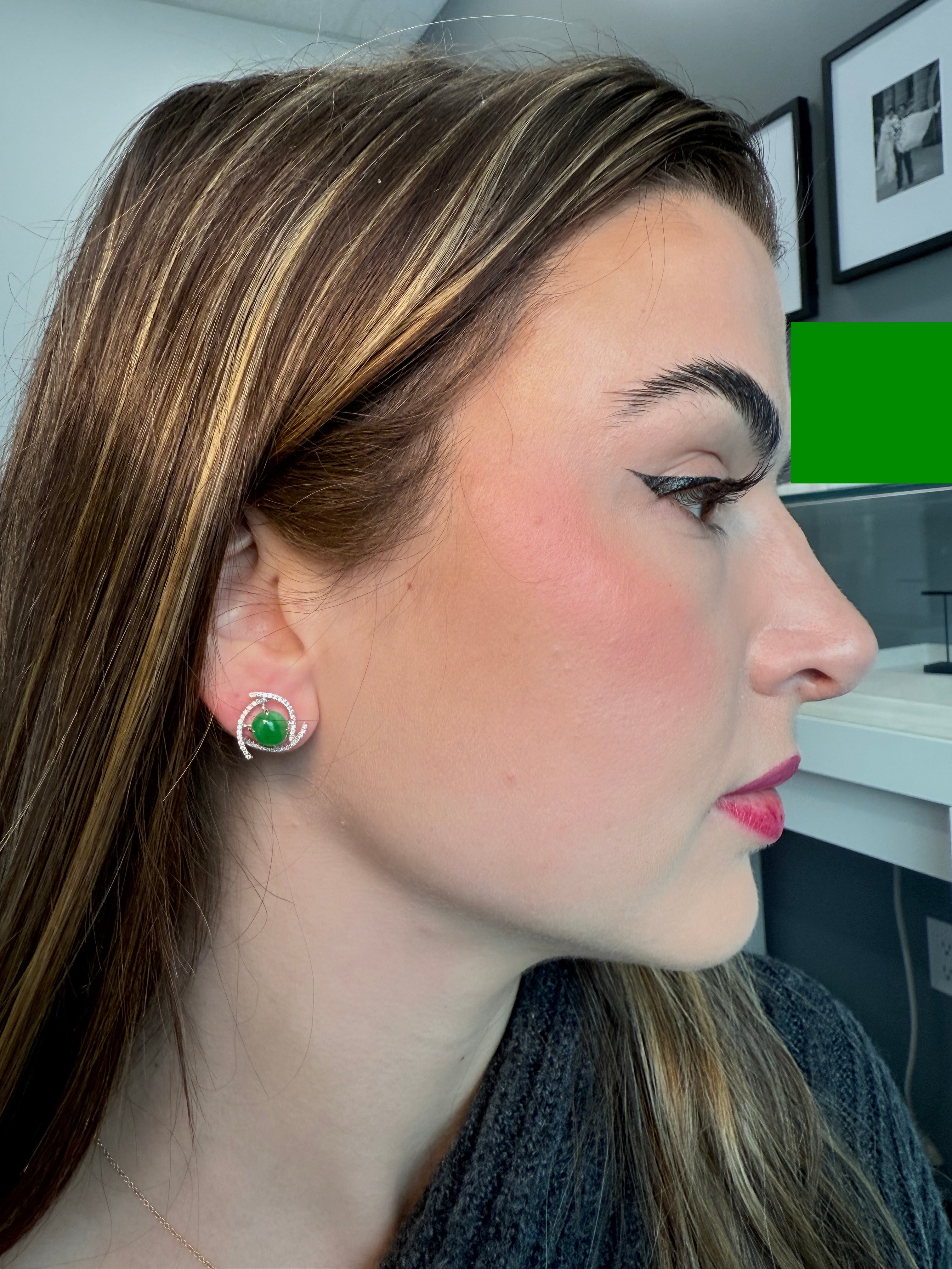 18k Jade & Diamond Earrings