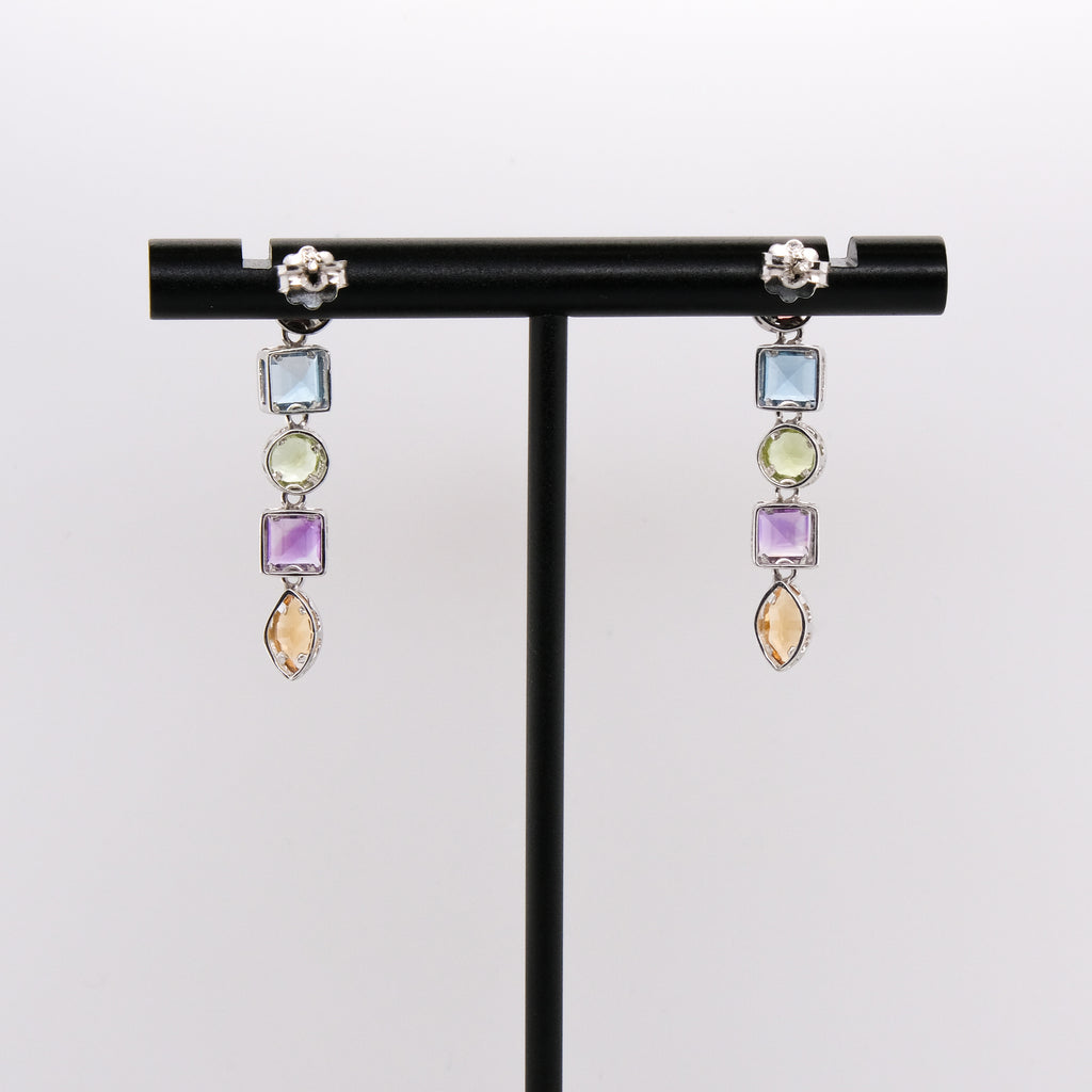 14k Multi-Gem Drop Earrings