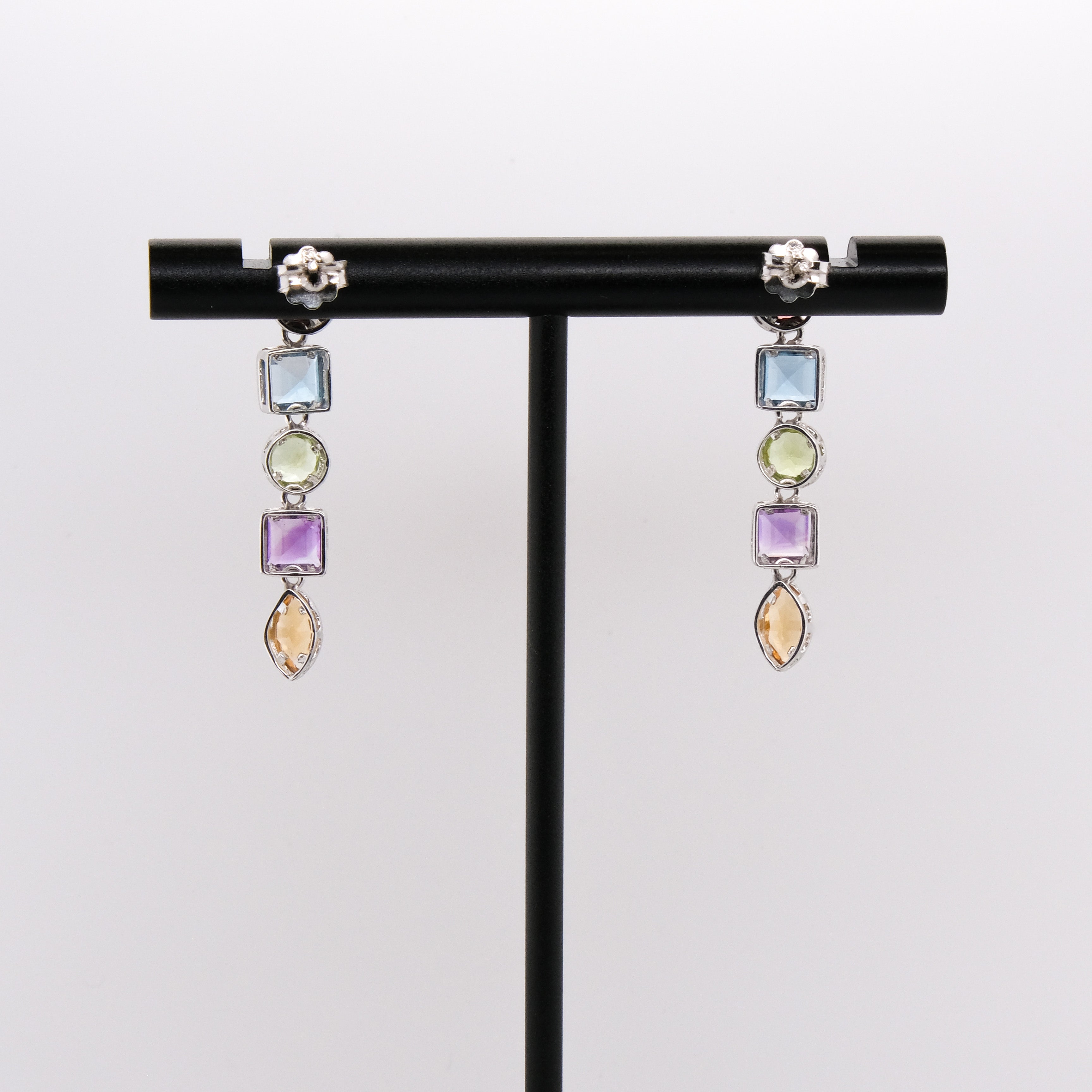 14k Multi-Gem Drop Earrings