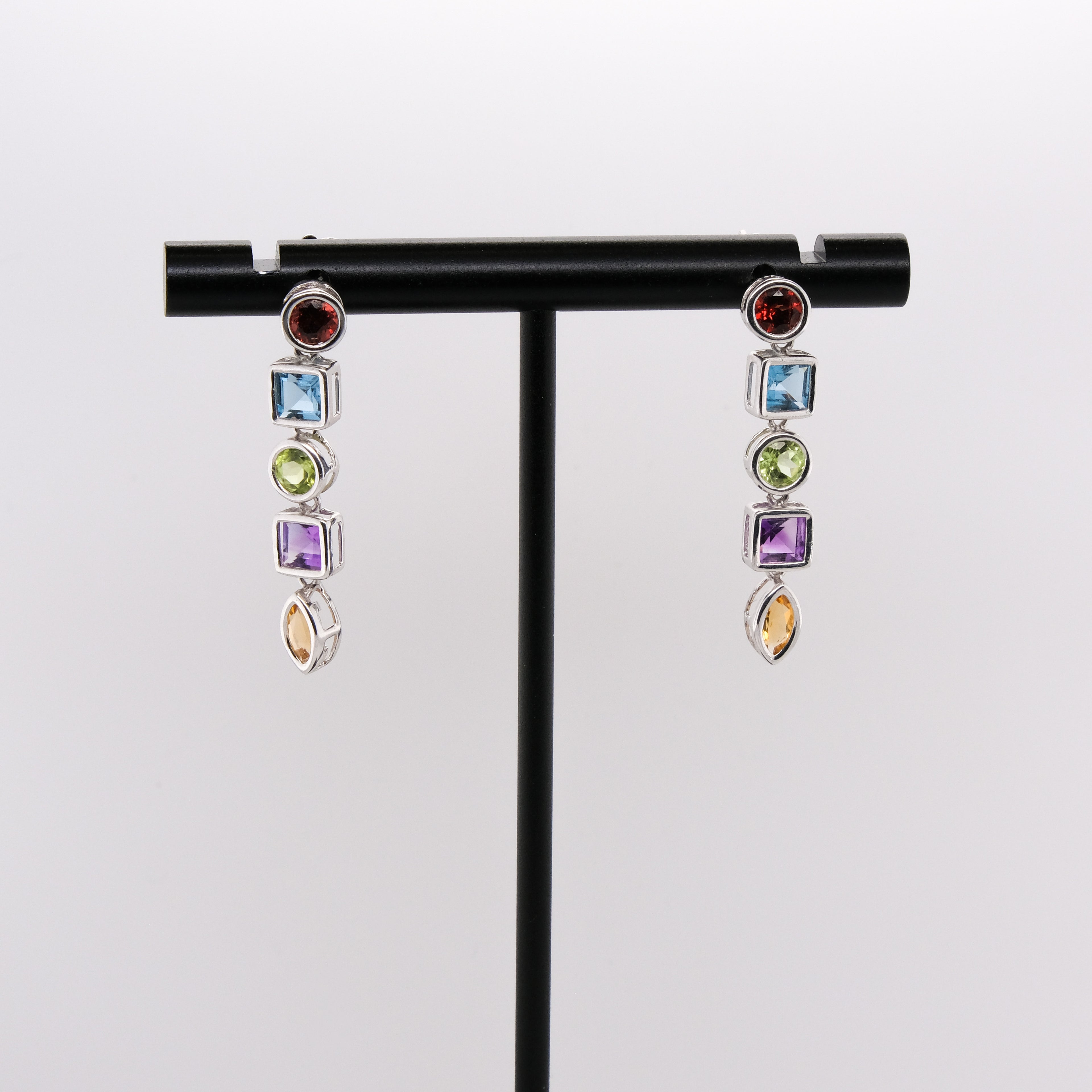 14k Multi-Gem Drop Earrings