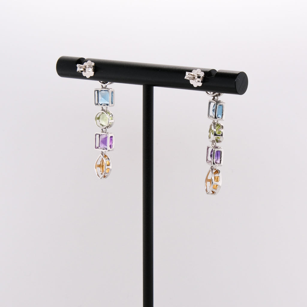 14k Multi-Gem Drop Earrings