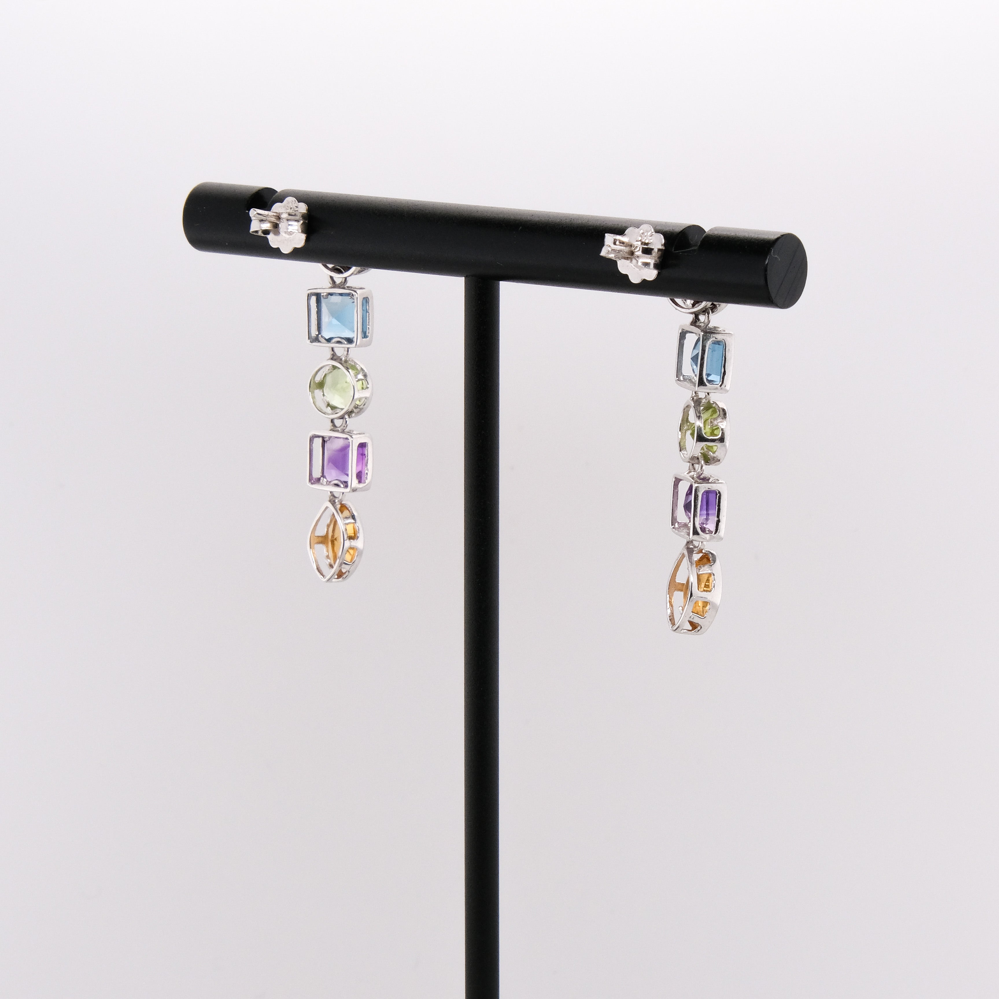 14k Multi-Gem Drop Earrings