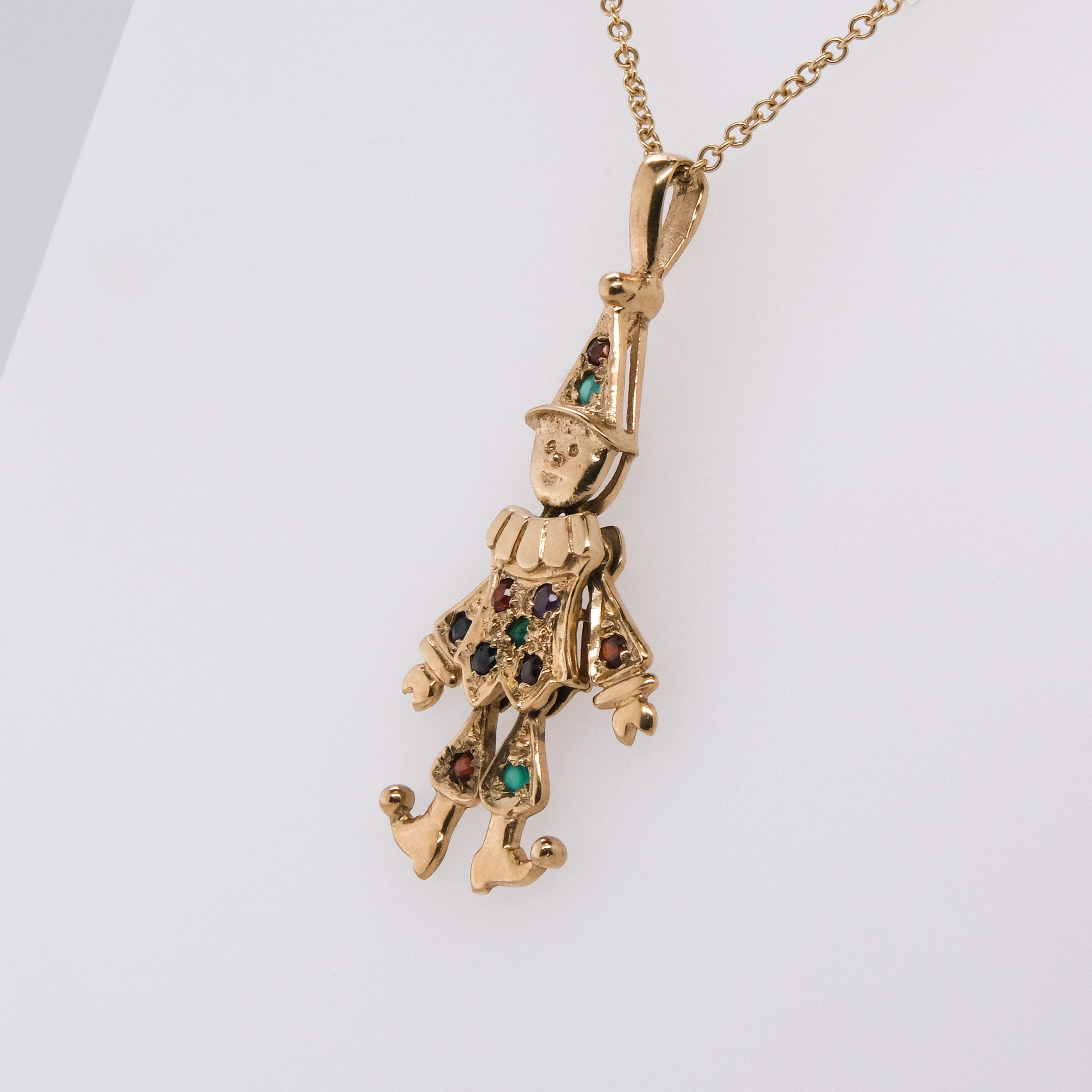 14k Multi-Gem Clown Pendant